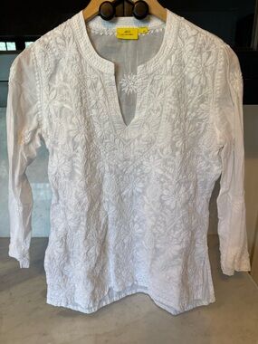 Roller Rabbit Women’s White Cotton Crochet Top Size XS